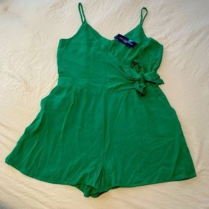 New green jumper shorts romper M L